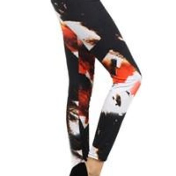 🆕️MULTI Mixed Print Orange Black & White Legging - Picture 4 of 4